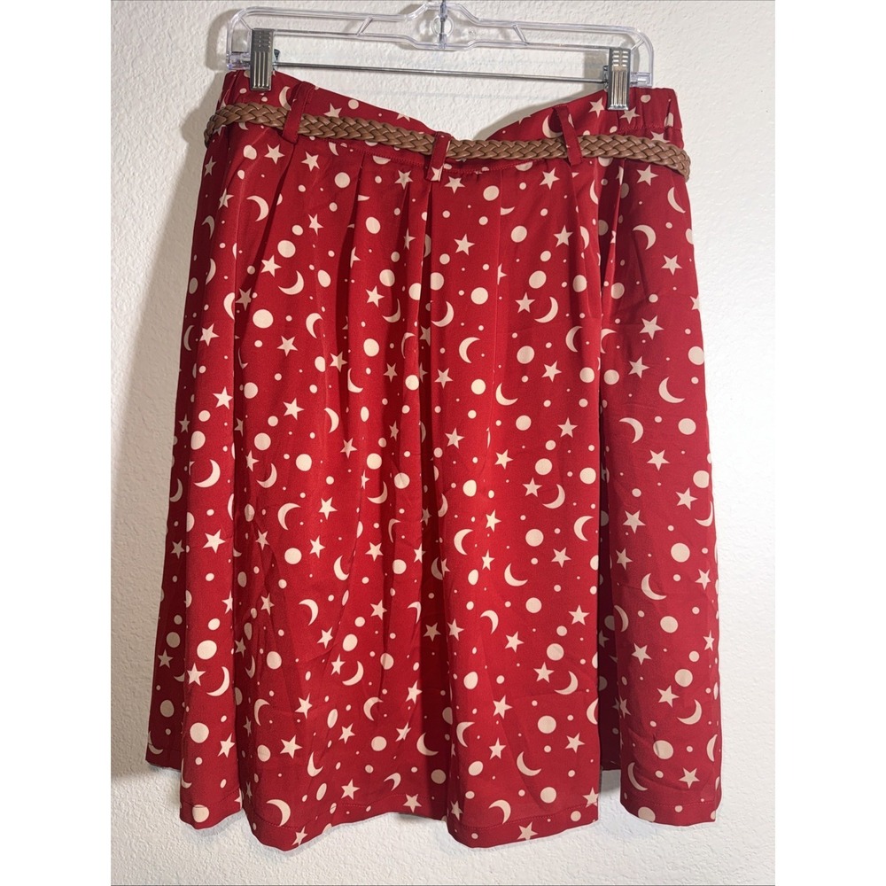 Modcloth Skirt Red Moon & Stars Large Whimsigoth Witch Cottage Core NWT - Picture 2 of 16